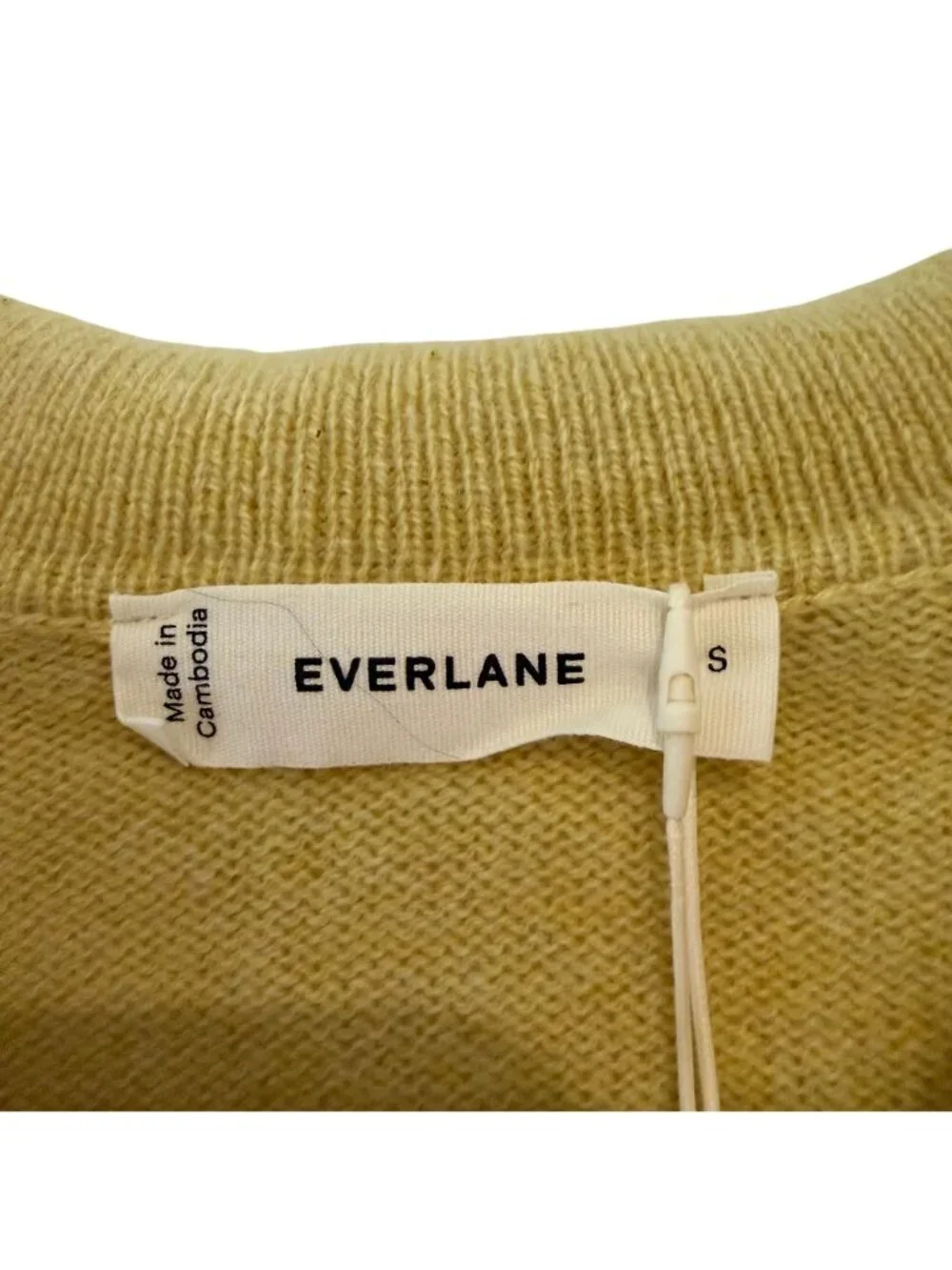Everlane The Cashmere Polo Sweater Double Cream Heather Yellow Size Small NWT
